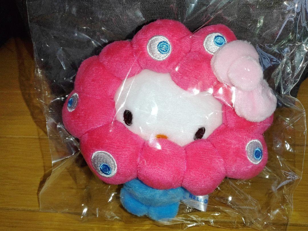 【万博限定ピンクリボンLサイズ】ミャクミャク×ハローキティ ぬいぐるみ キティ万博コラボぬいぐるみ EXPO2025 ミャクミャクなりきり