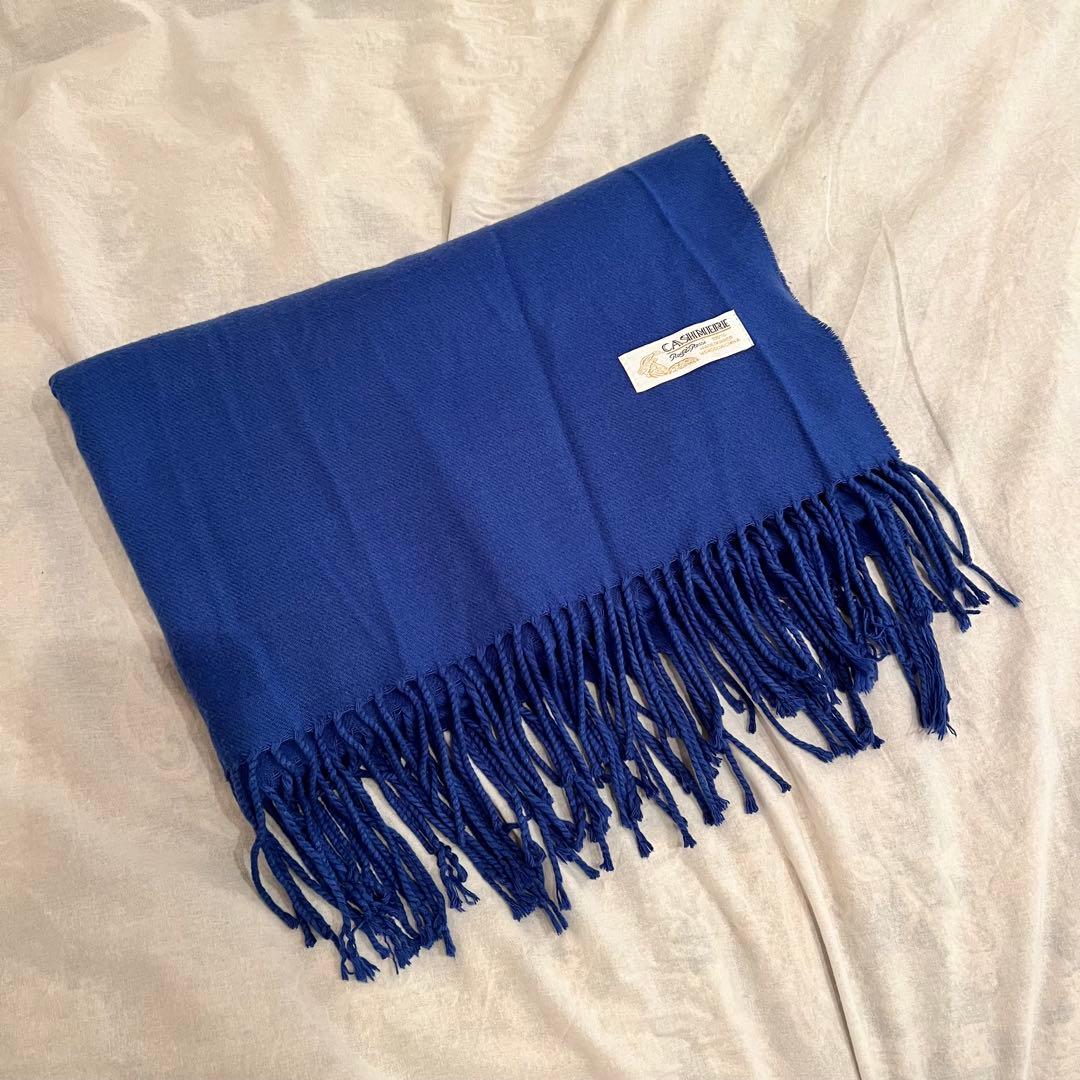 カシミア100％英国”ストール”新作ロイヤルブルー〇*:.. カシミア100％英国\u201dストール\u201d新作ロイヤルブルー〇*:..の通販 by