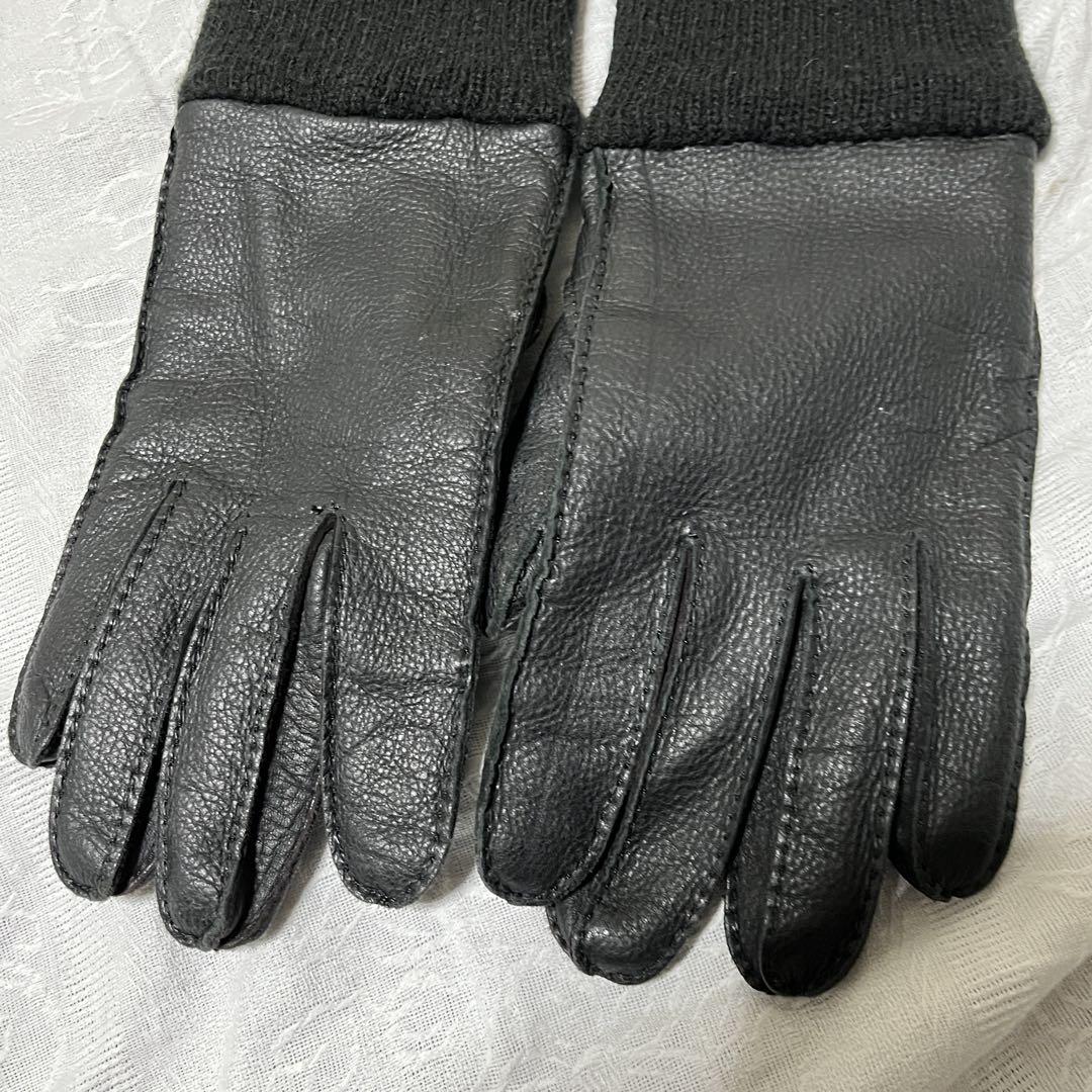 希少　ワイズフォーメン　y's for men レザー　ニット　手袋　黒