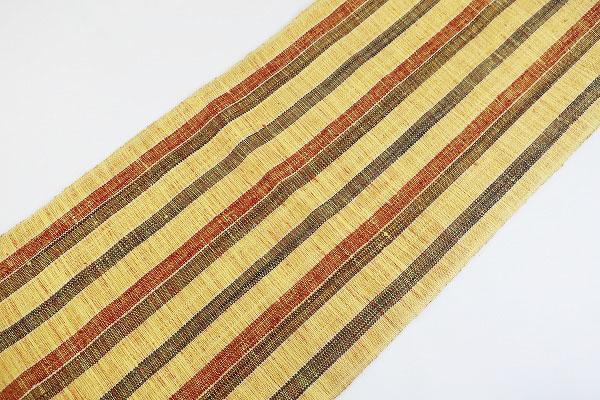 未使用品 名古屋帯 紬地 黄色 縦縞模様 長さ3m62cm お洒落 普段着 正絹 未使用品 名古屋帯 紬地 黄色 縦縞模様 長さ3m62cm お洒落