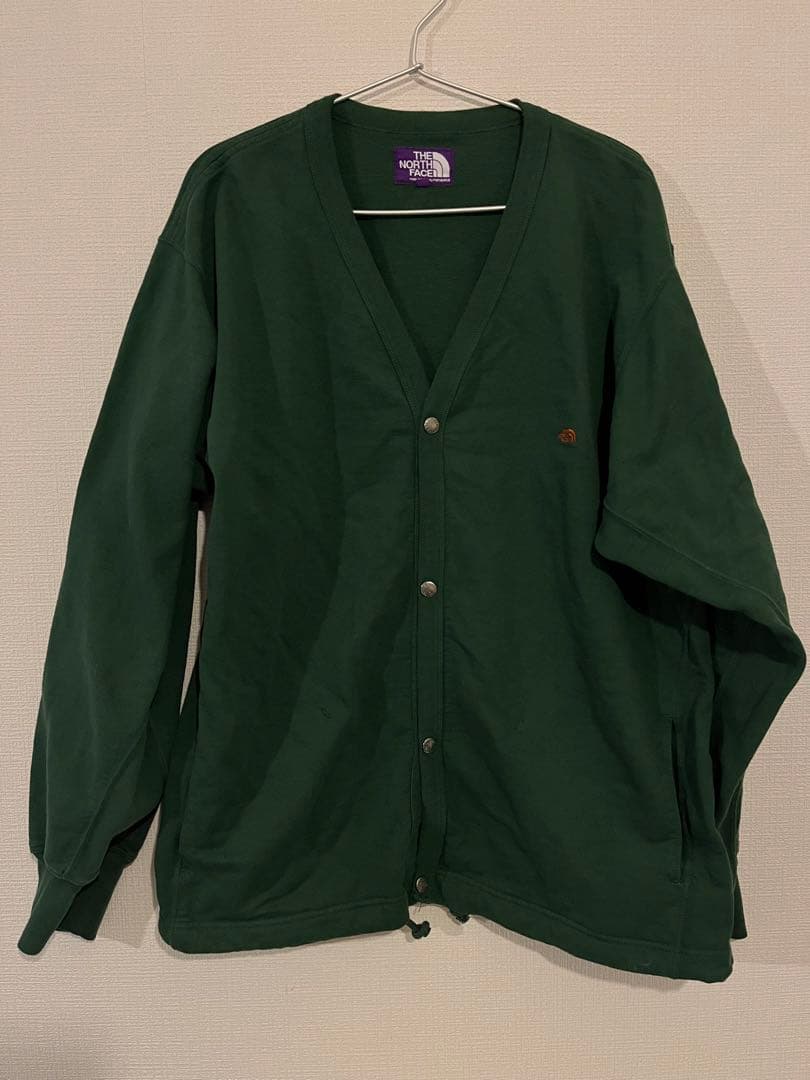 定期入れの ザノースフェイスパープルレーベル カーディガン グリーン