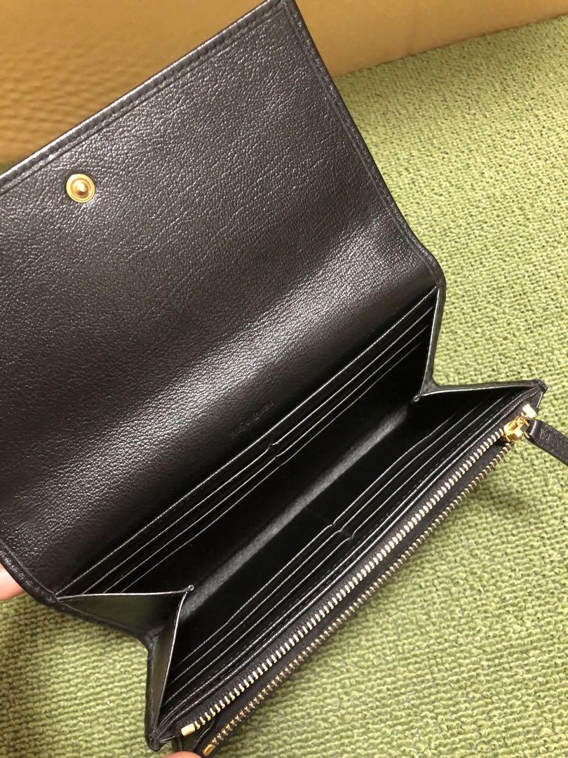 極美品 イヴサンローラン レザー 長財布 ロゴ型押し 黒