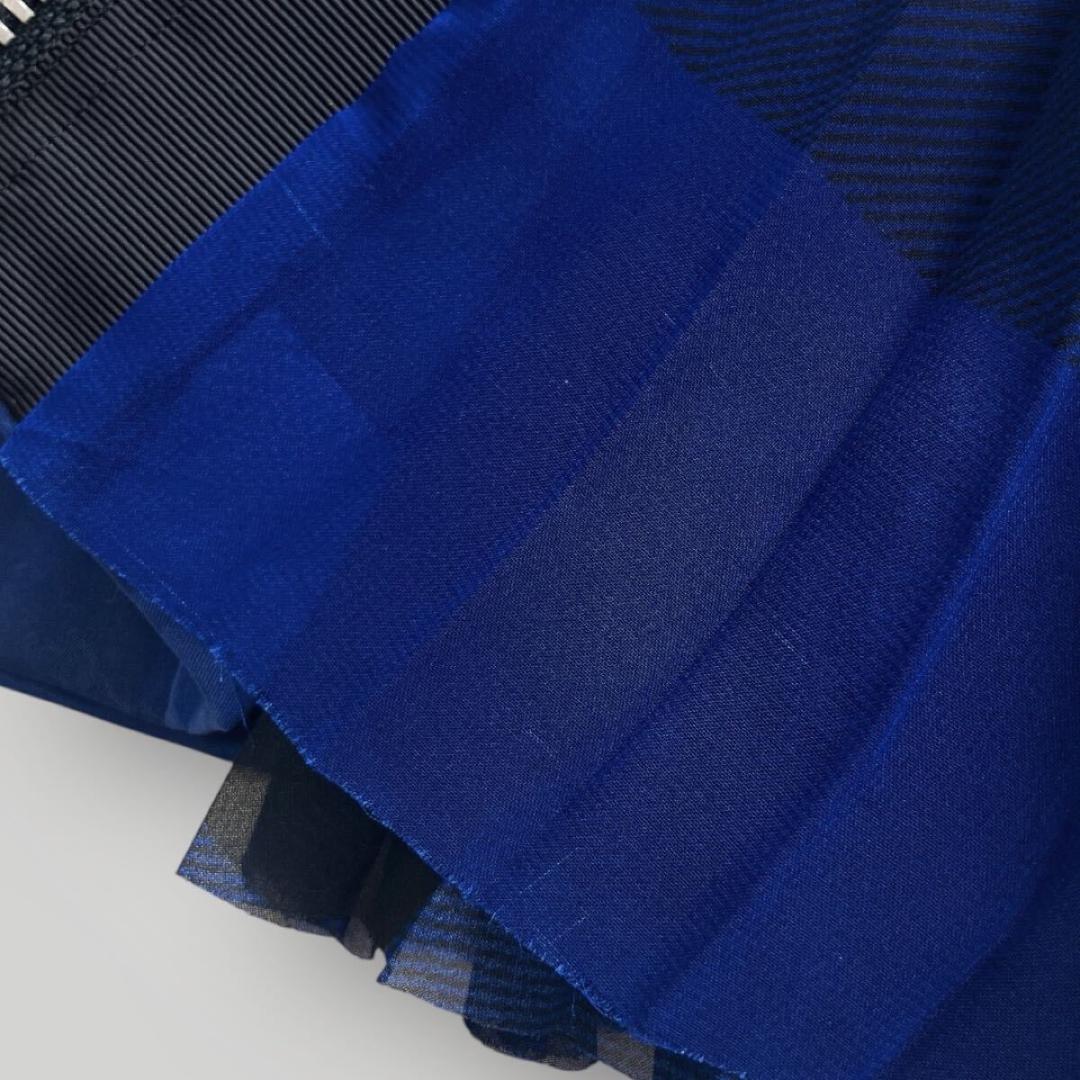 sacai サカイ スカート チェック ジップ プリーツ ブルー