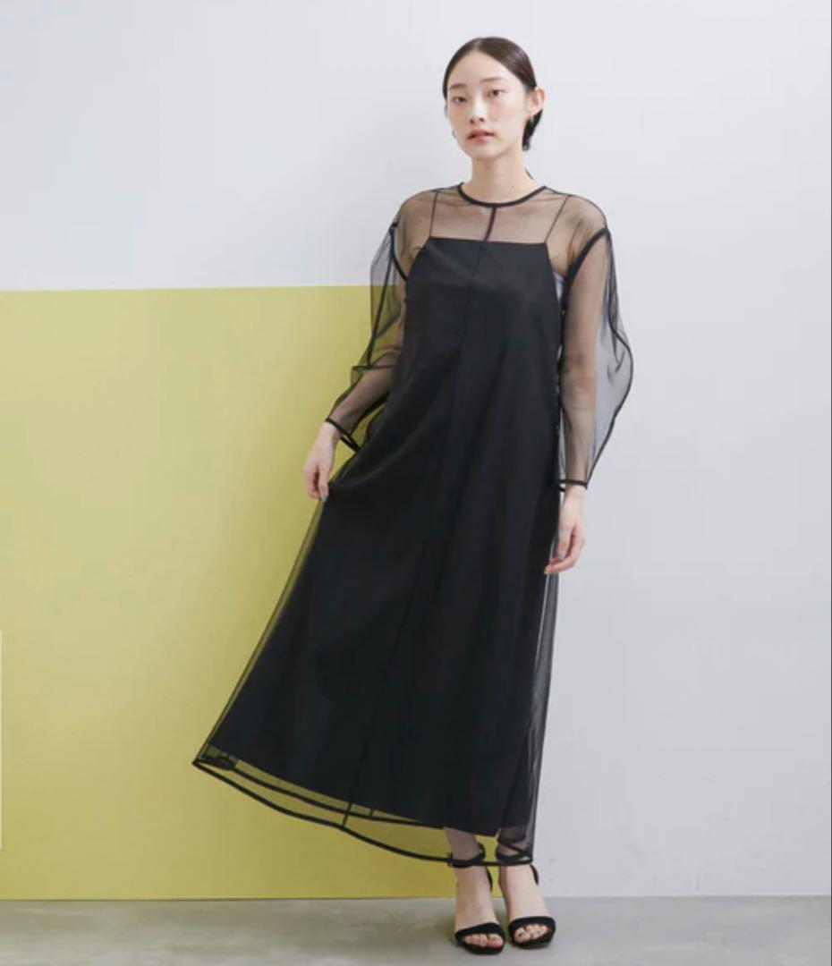 【完売】ADAM ET ROPE' FEMMEチュールレイヤードキャミドレス