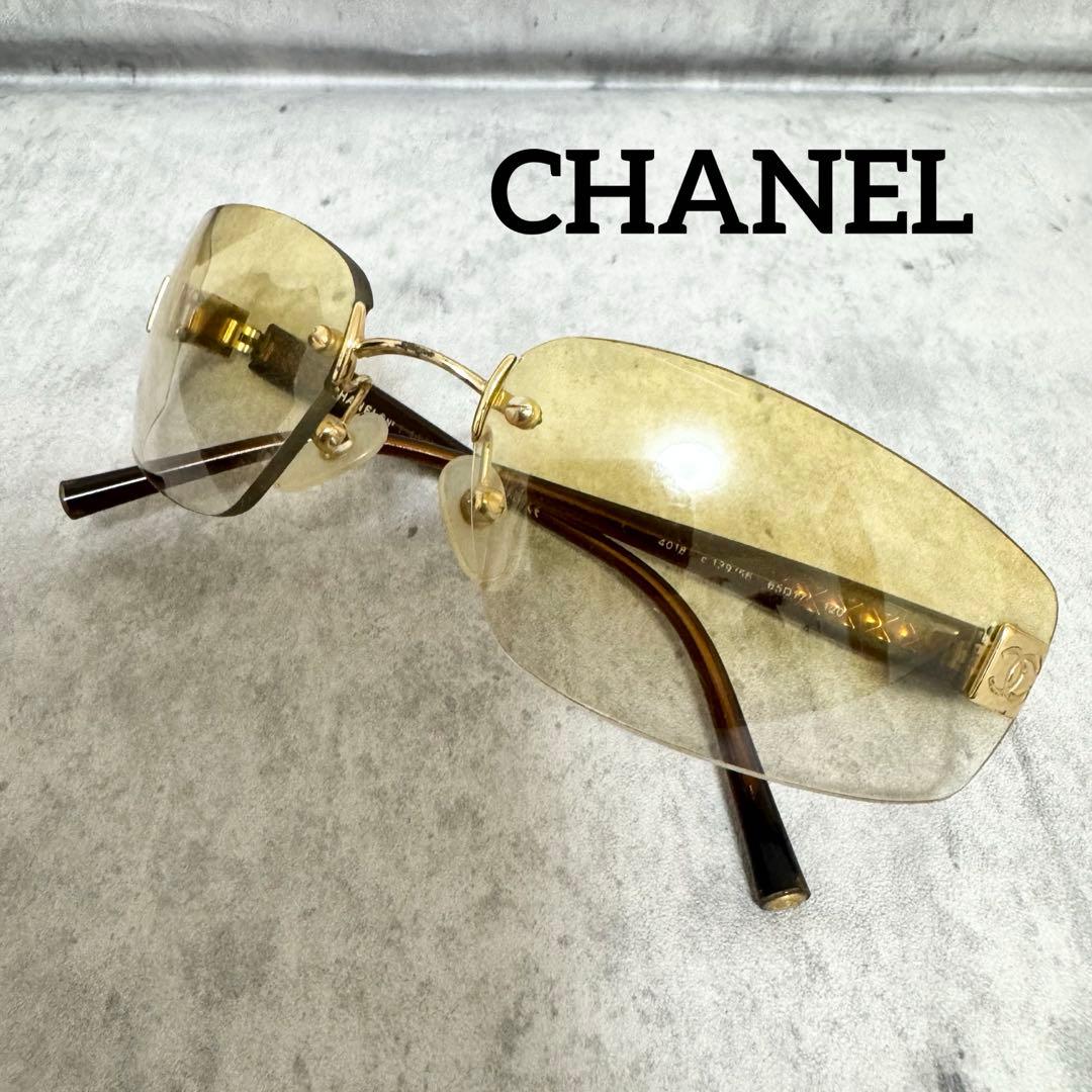 シャネル CHANEL サングラス ツーポイント リムレス ゴールド ココマーク