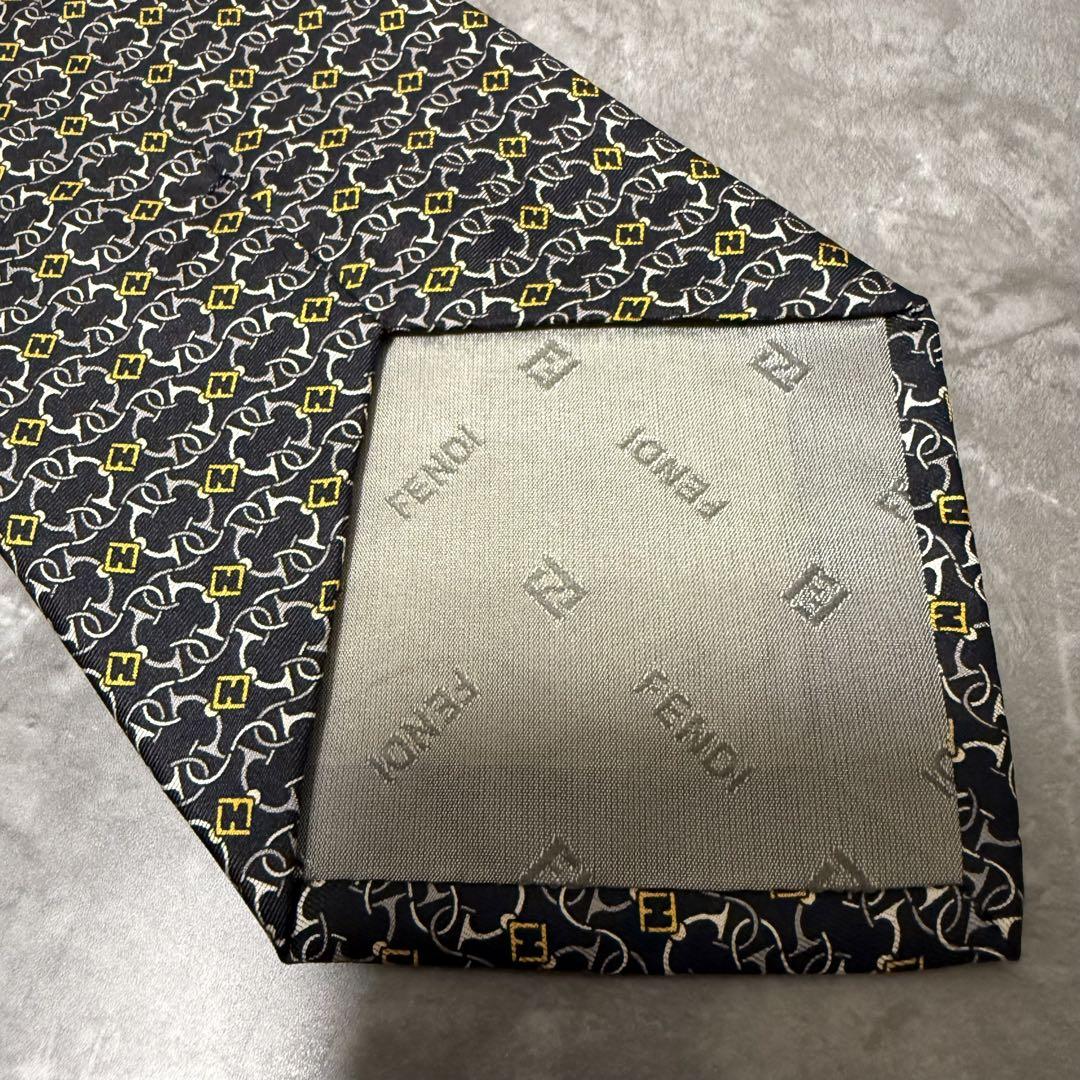 ✨極美品✨】FENDI フェンディ ネクタイ ブラック FF柄 幾何学