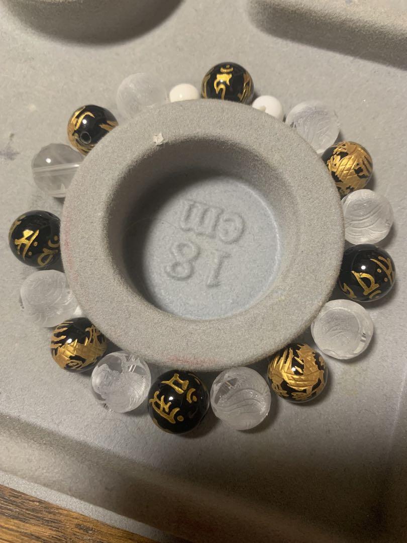 ハンドメイド ブレスレット 黒金ビーズ