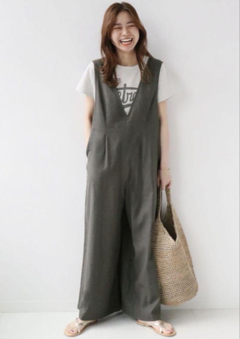 リネンコットンVネックサロペット JOURNAL STANDARD relume（ジャーナルスタンダード レリューム