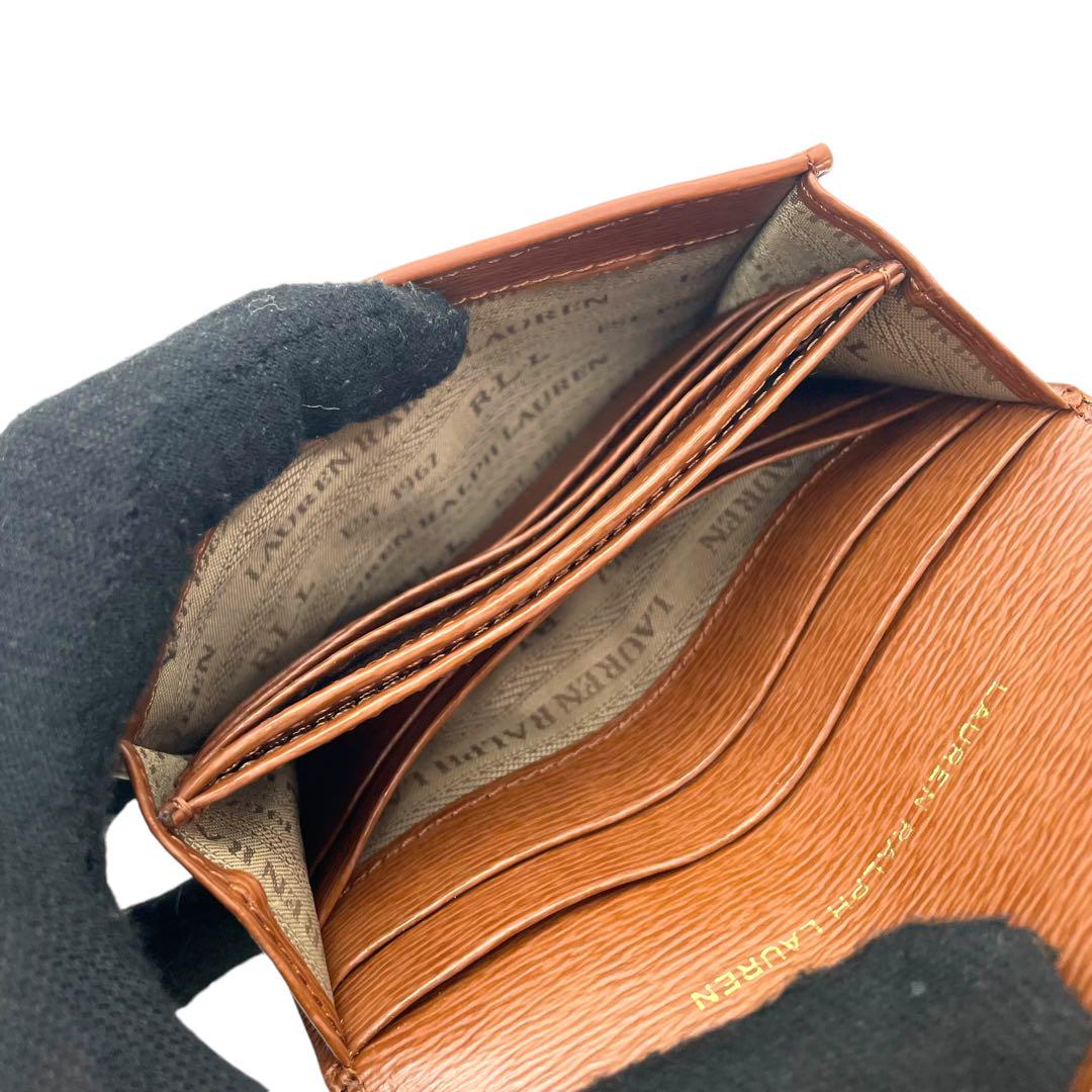 極美品　ラルフローレン　折財布　ブラウン　ゴールドロゴ金具　w4　茶　コンパクト