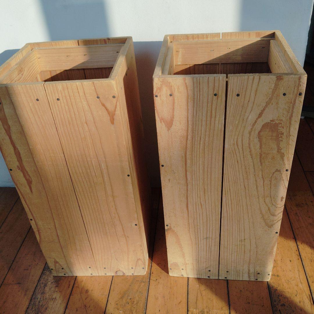 ゴミ箱を傘立て 木製 ハンドクラフト 手作り2個セット