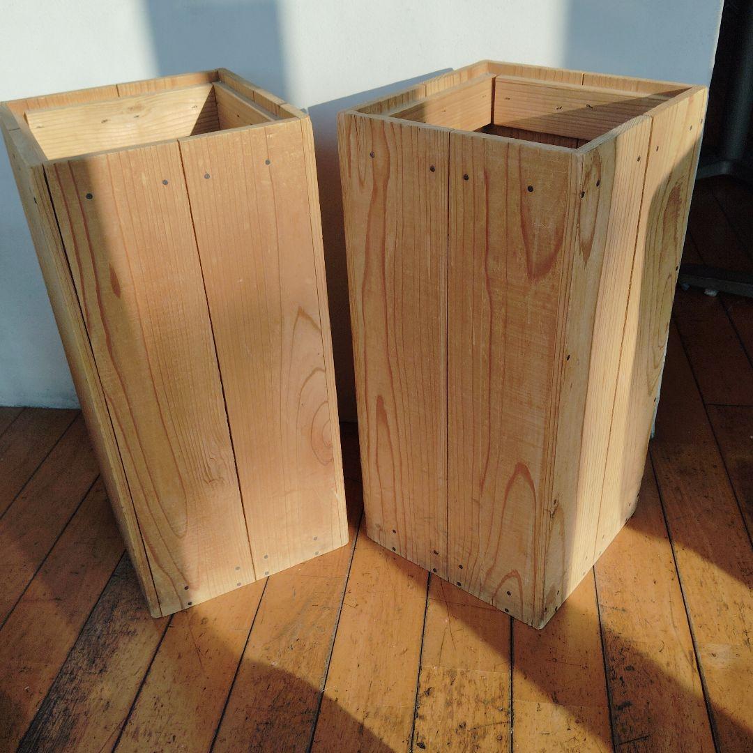 ゴミ箱を傘立て 木製 ハンドクラフト 手作り2個セット