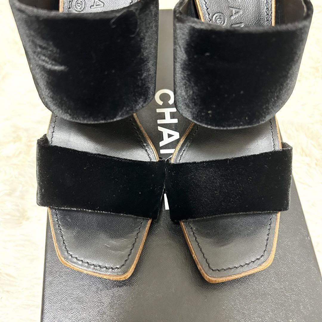 CHANEL シャネル サンダル スエード ロゴ 38 高級