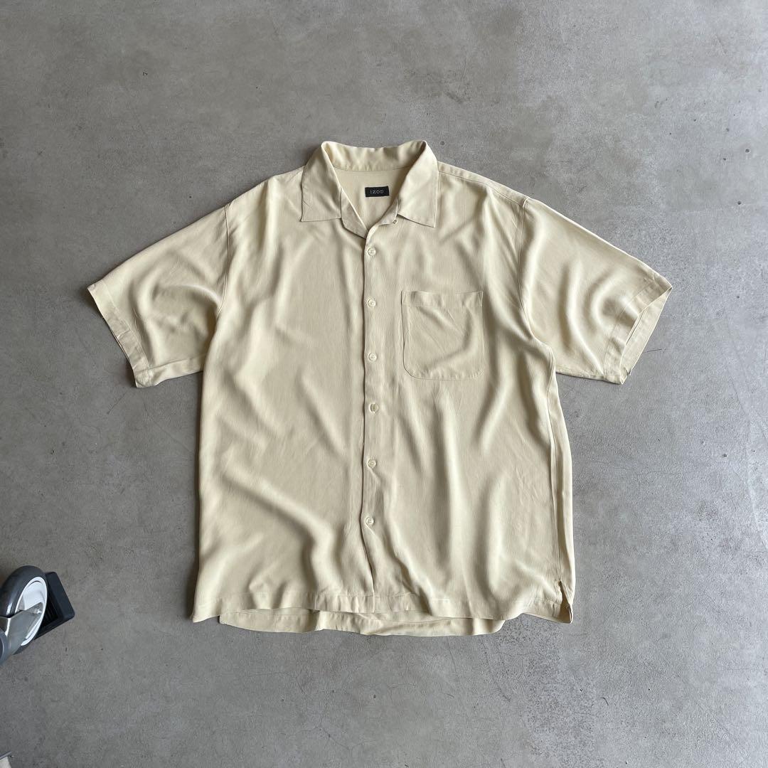 90s IZOD 開襟 ボックス シルク 半袖 シャツ L/XL 相当