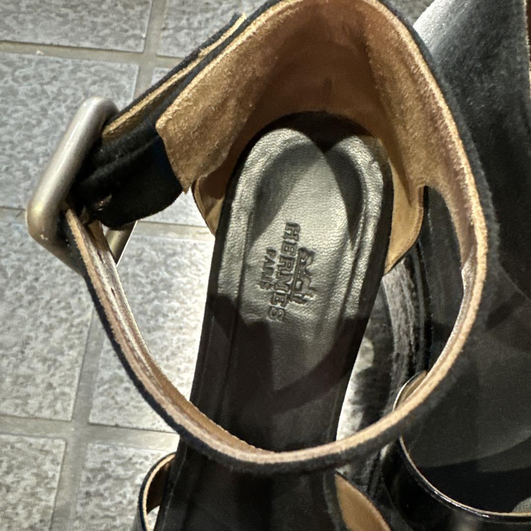 HERMES 厚底サンダル黒38