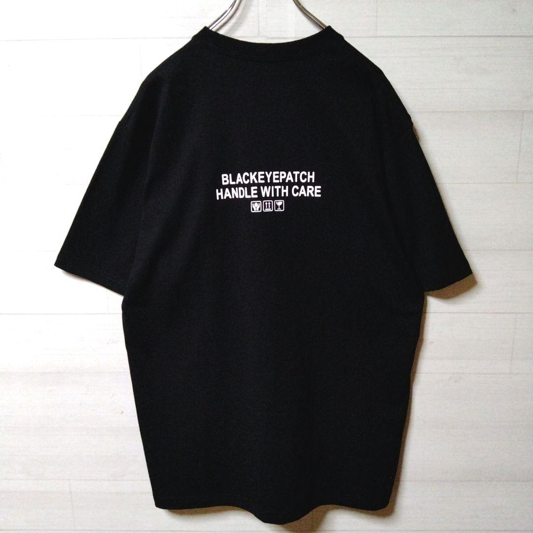 88【美品/XL】ブラックアイパッチ◆取扱注意 ラインストーンロゴTシャツ 希少