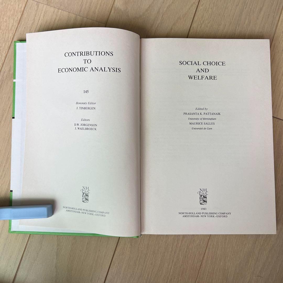 洋書 Social Choice and Welfare
