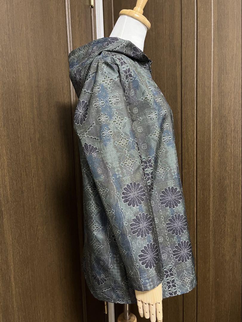 花雪日和様、専用　 着物リメイク大島紬 【694】　ファスナーパーカー