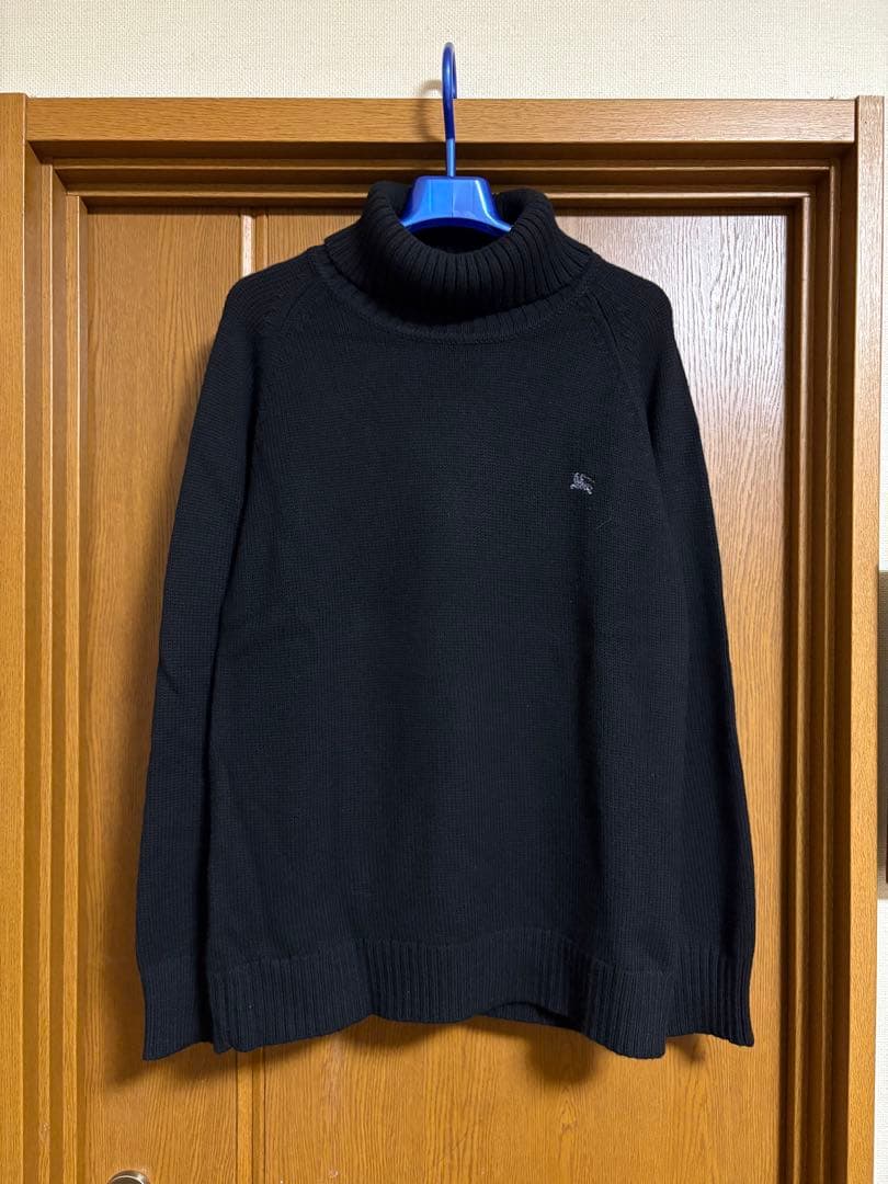 Burberry Black Label黒 タートルネック ニット ウールM・BURBERRY BLACK LABEL