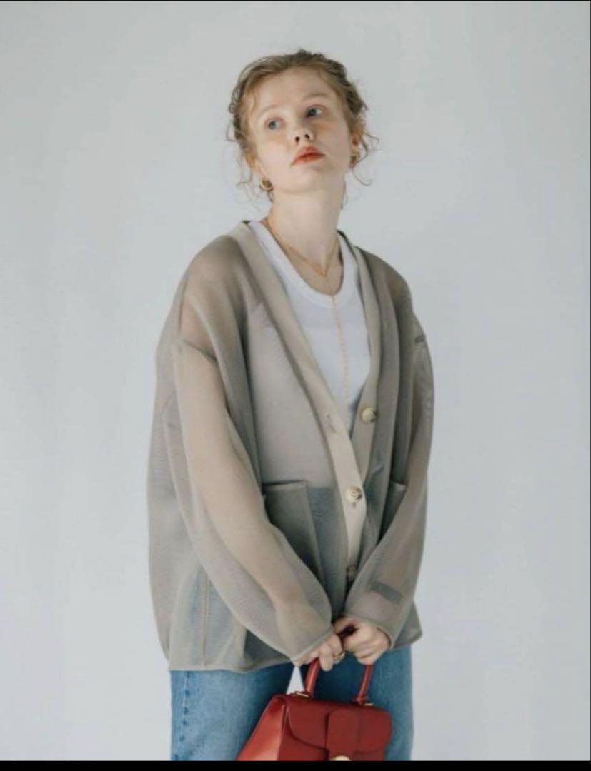poisポアdouble mesh Cardigan
