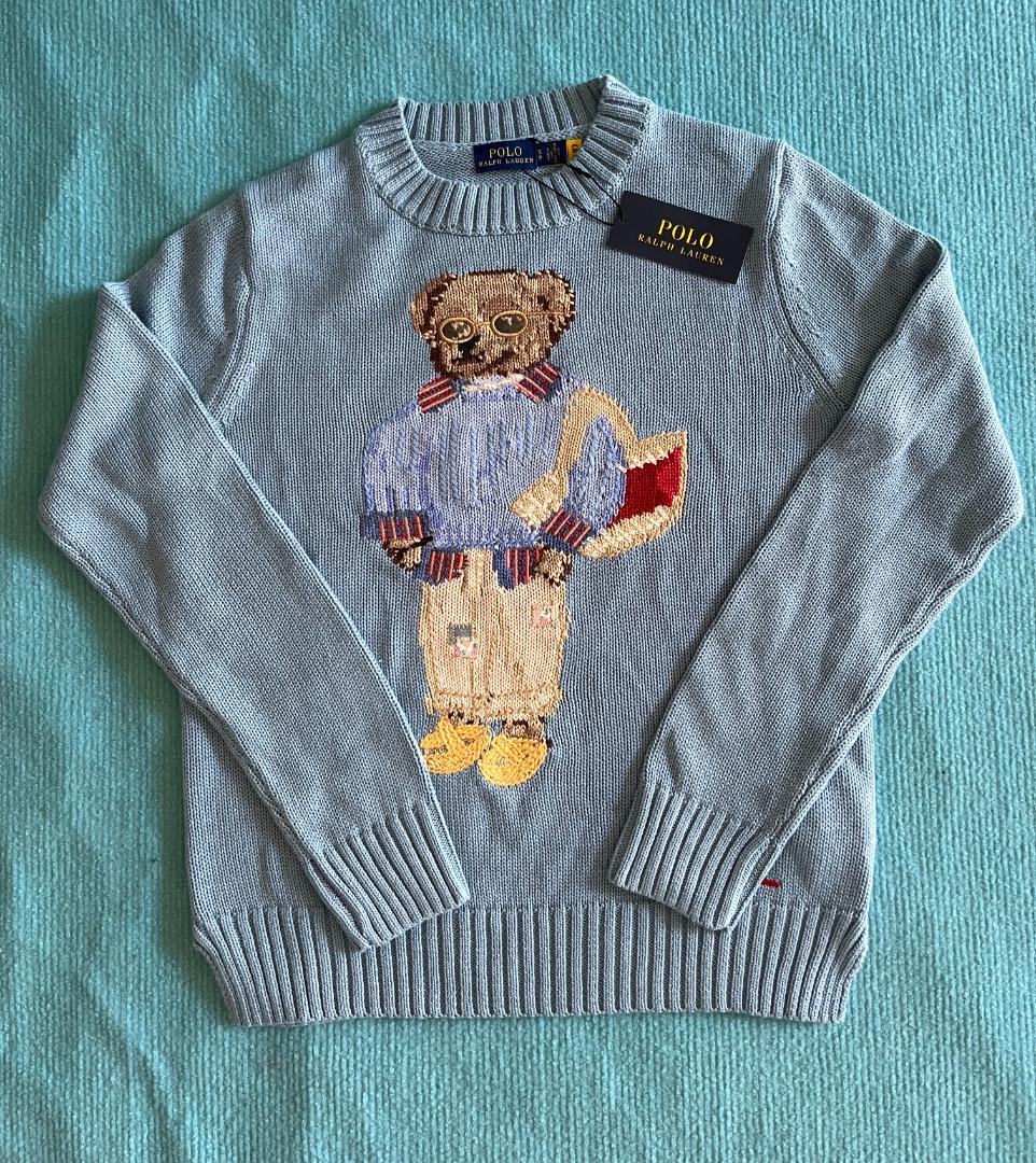 ポロベア ポロ ラルフローレン フリース スウェットシャツ ニット ライトブルーS