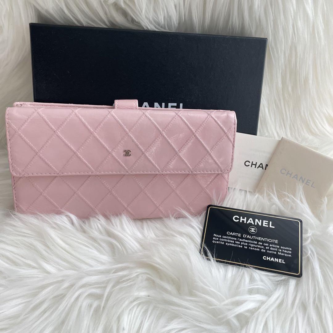 CHANEL 二つ折り財布 ビコローレ ココマーク キャビアスキン