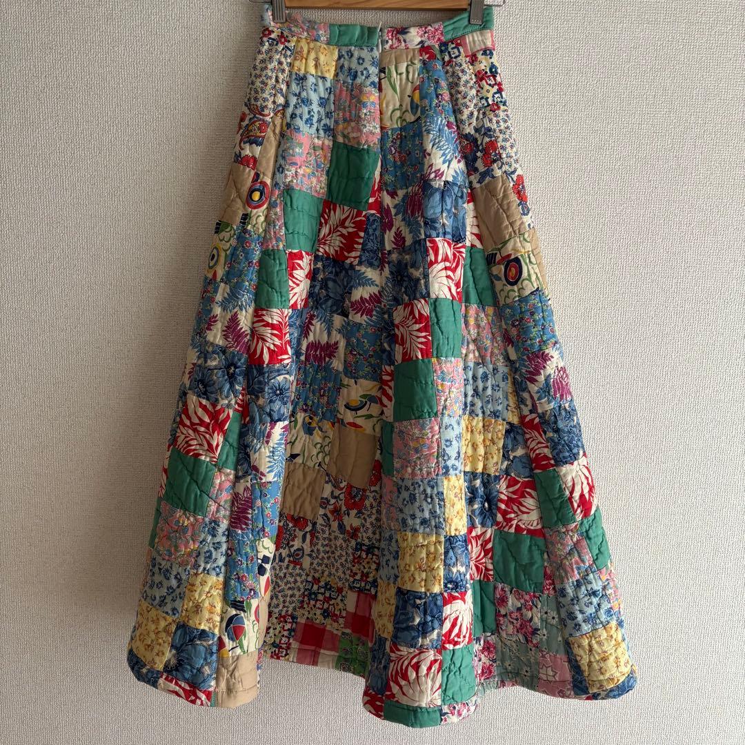 vintage /キルティングスカート/パッチワーク/キルト/リメイク/1点もの