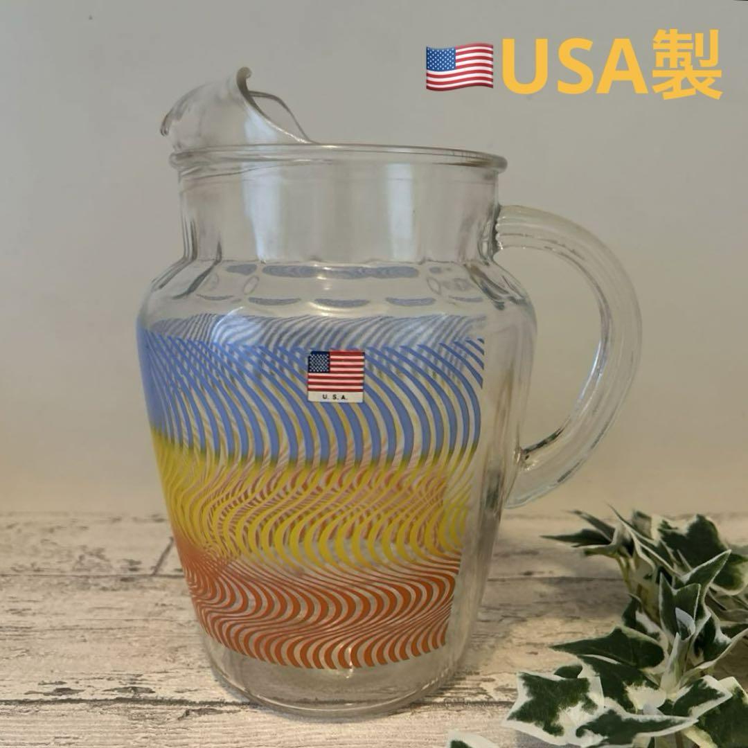 ヴィンテージ♡アメリカ製 ガラスピッチャー フラワーベース