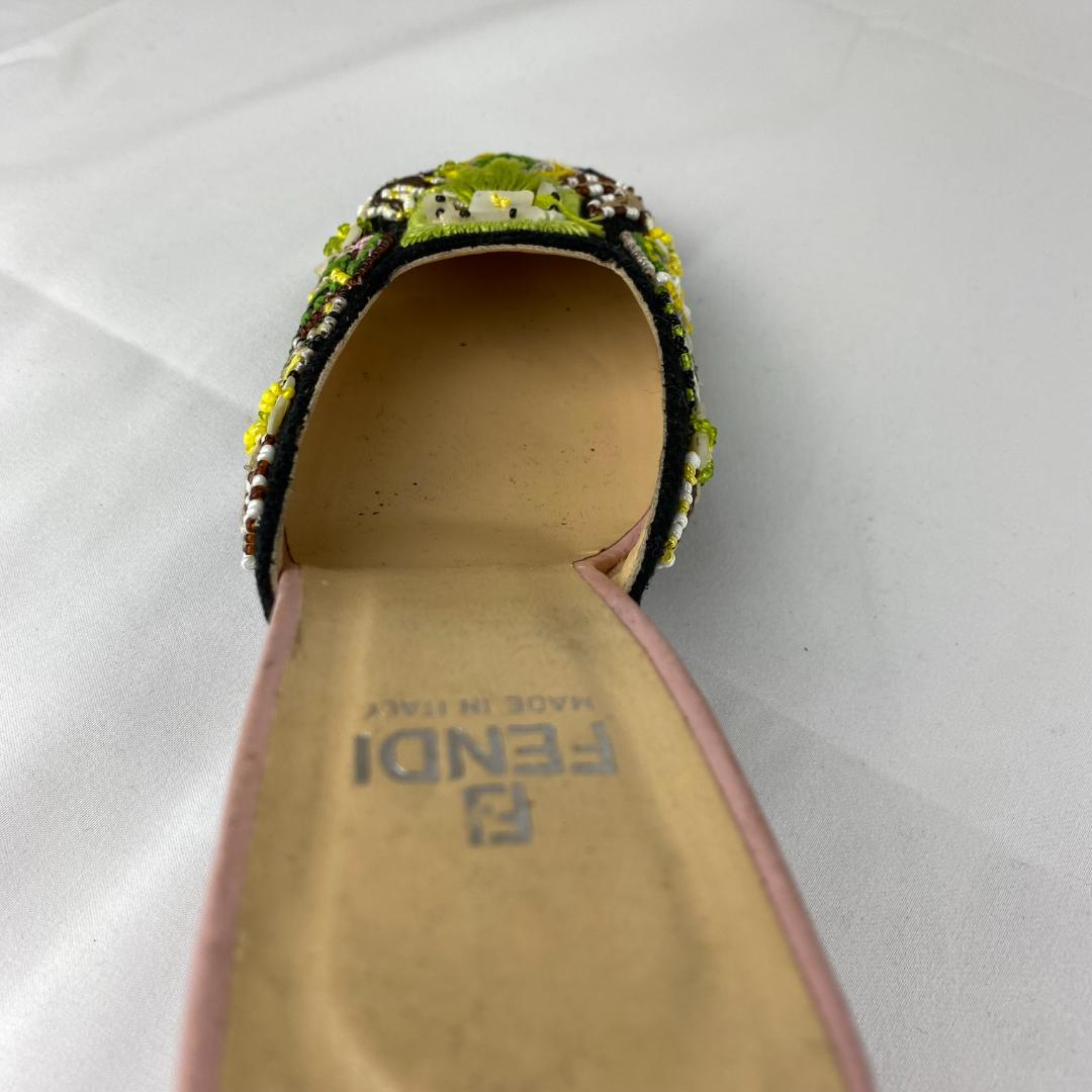 FENDI ミュール ビーズ刺繍 黒 低ヒール