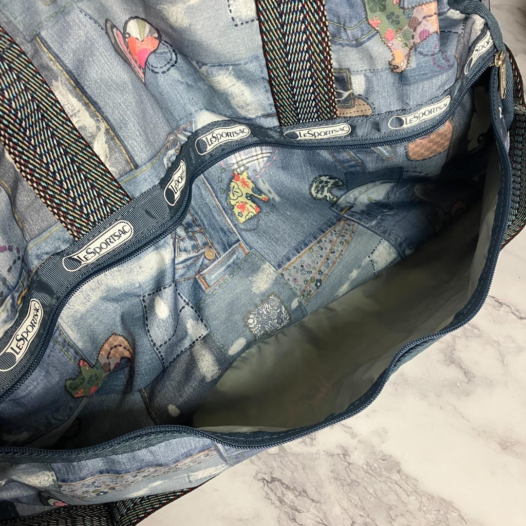 B327【未使用級】LESPORTSAC★デニム風ナイロンボストンバッグ　ブルー