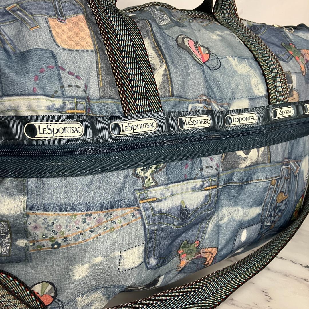 B327【未使用級】LESPORTSAC★デニム風ナイロンボストンバッグ　ブルー