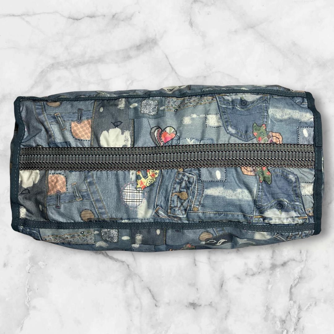 B327【未使用級】LESPORTSAC★デニム風ナイロンボストンバッグ　ブルー