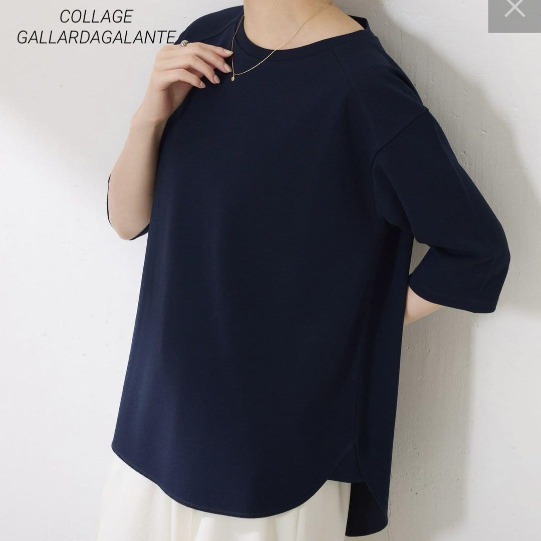 COLLAGE GALLARDAGALANTEハーフスリーブジョーゼットTシャツ