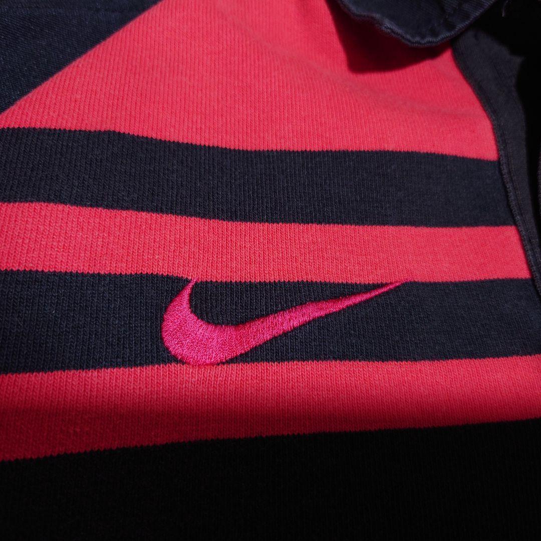 90s NIKE ボーダー ラガーシャツ 古着 ナイキ TEAM TAG