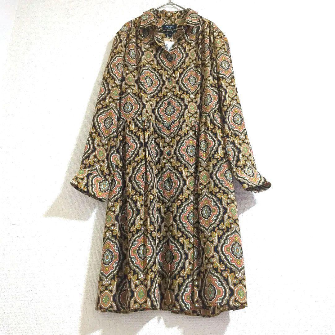 未使用・タグ付　A.P.C.／アーペーセー　シルク100%　ワンピース　総柄