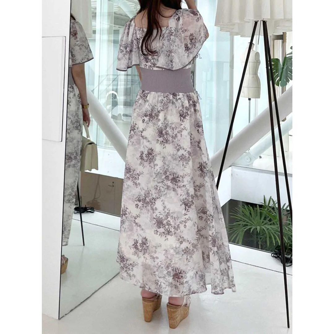 フラワーパイピングウエストリブワンピース