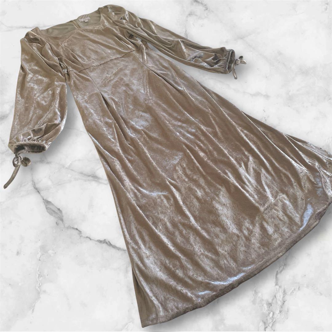 TOCCA トッカ ベロア ロングワンピース 袖口リボン 上品 フェミニン