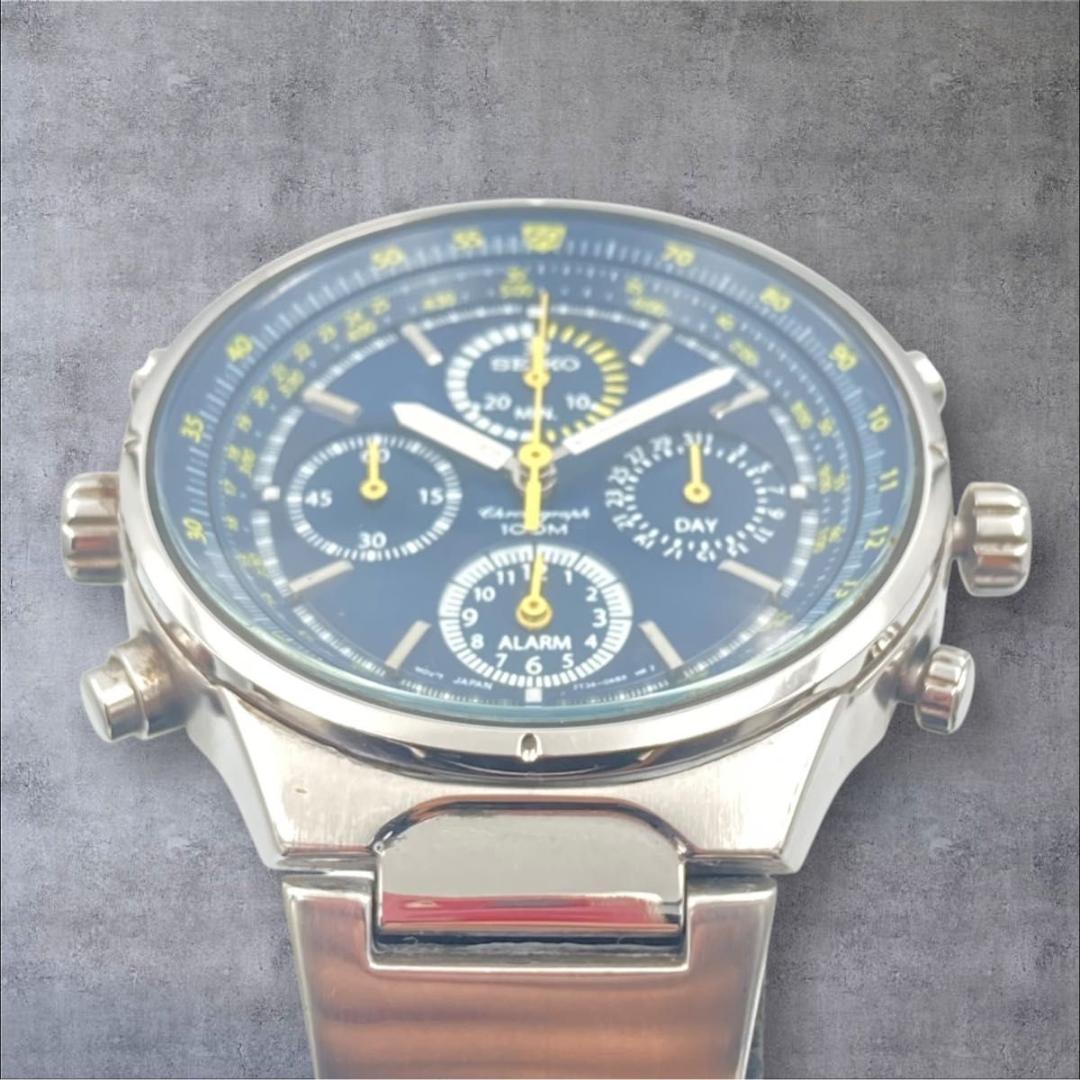 SEIKO 7T34-0AA0 パイロットウォッチ クロノグラフ デイト