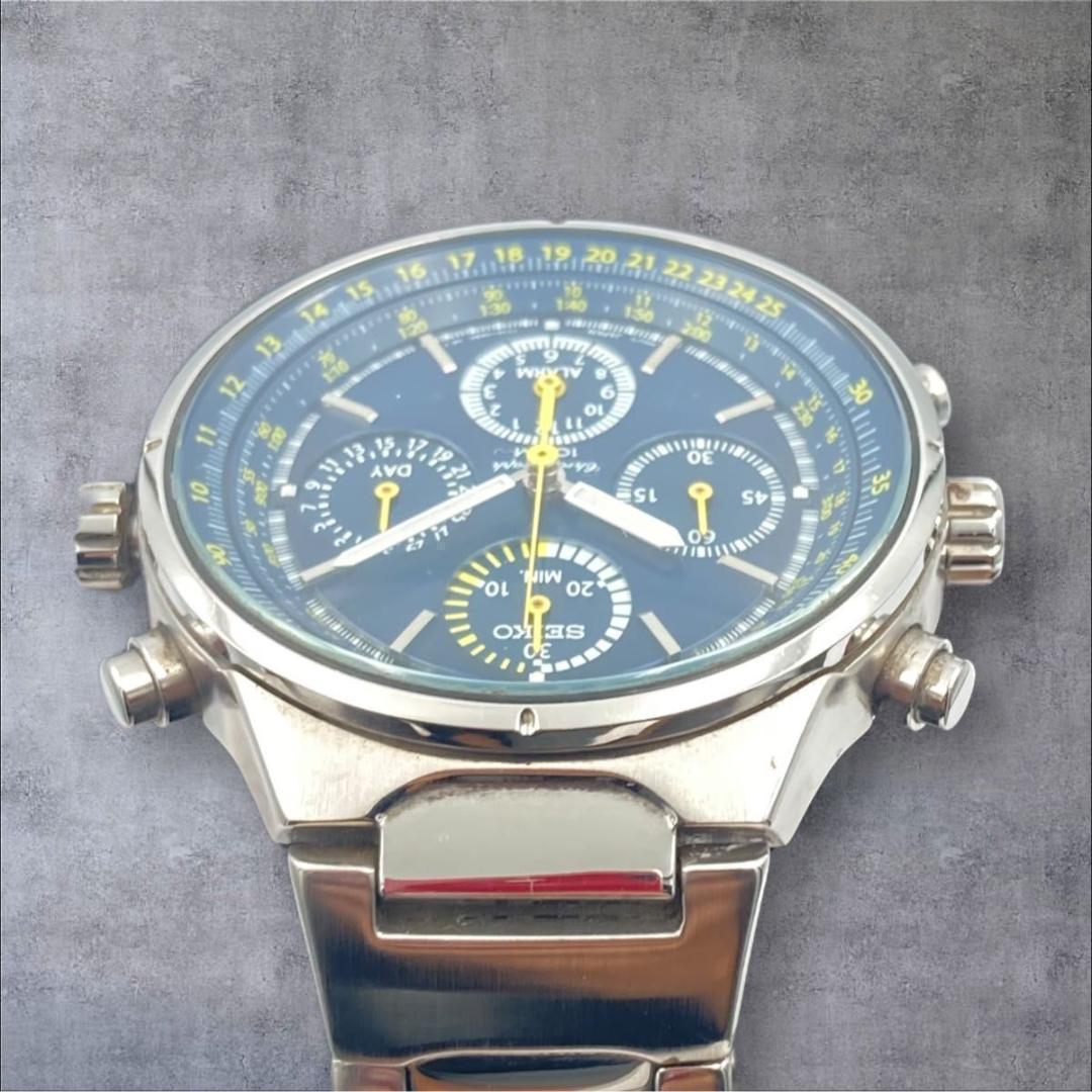 SEIKO 7T34-0AA0 パイロットウォッチ クロノグラフ デイト