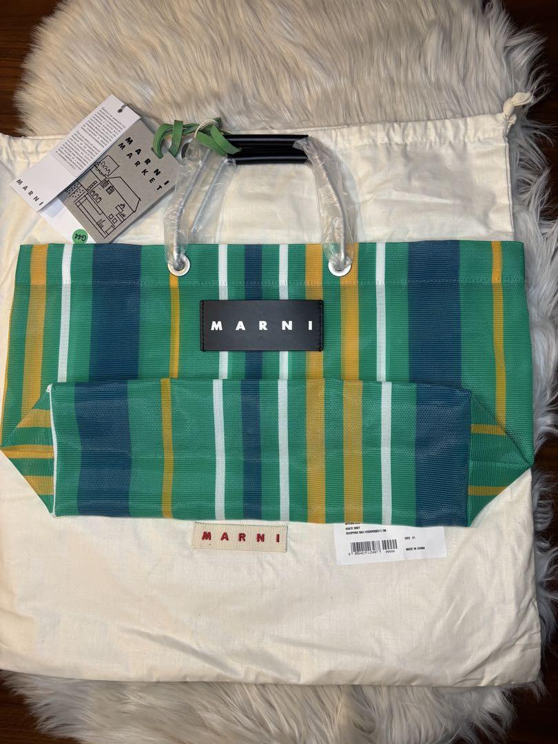 新品 未使用 MARNI マルニ マーケット トートバッグ メッシュス トライプ
