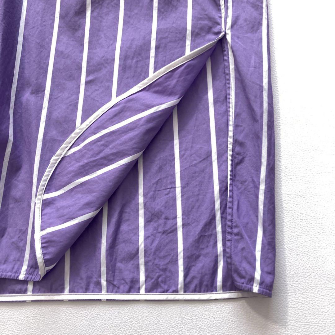 【美品】TICCA SOMELOS社　シャツワンピース ストライプ パープル