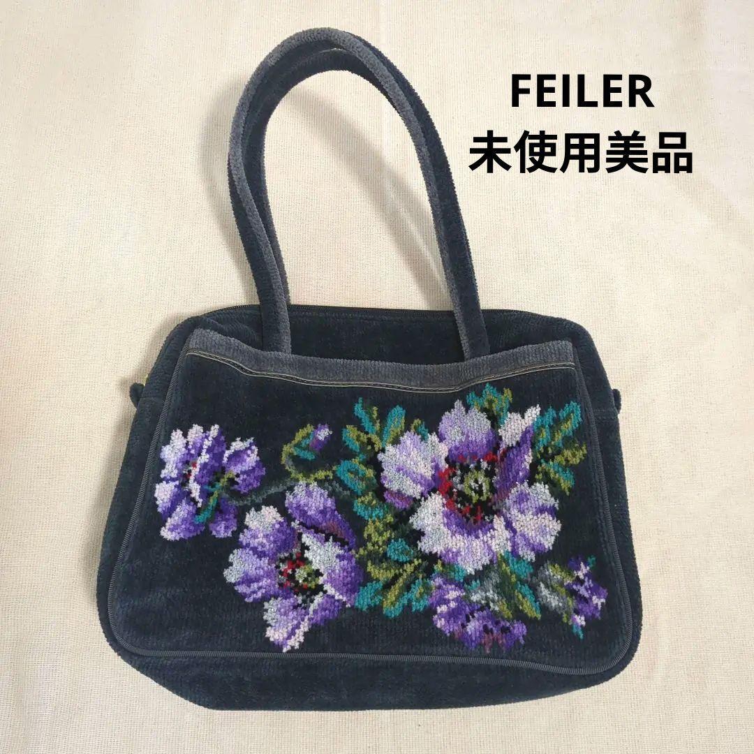 FEILER - ⭐︎タグ付⭐︎FEILER ダークグレー 刺繍手袋 花柄の
