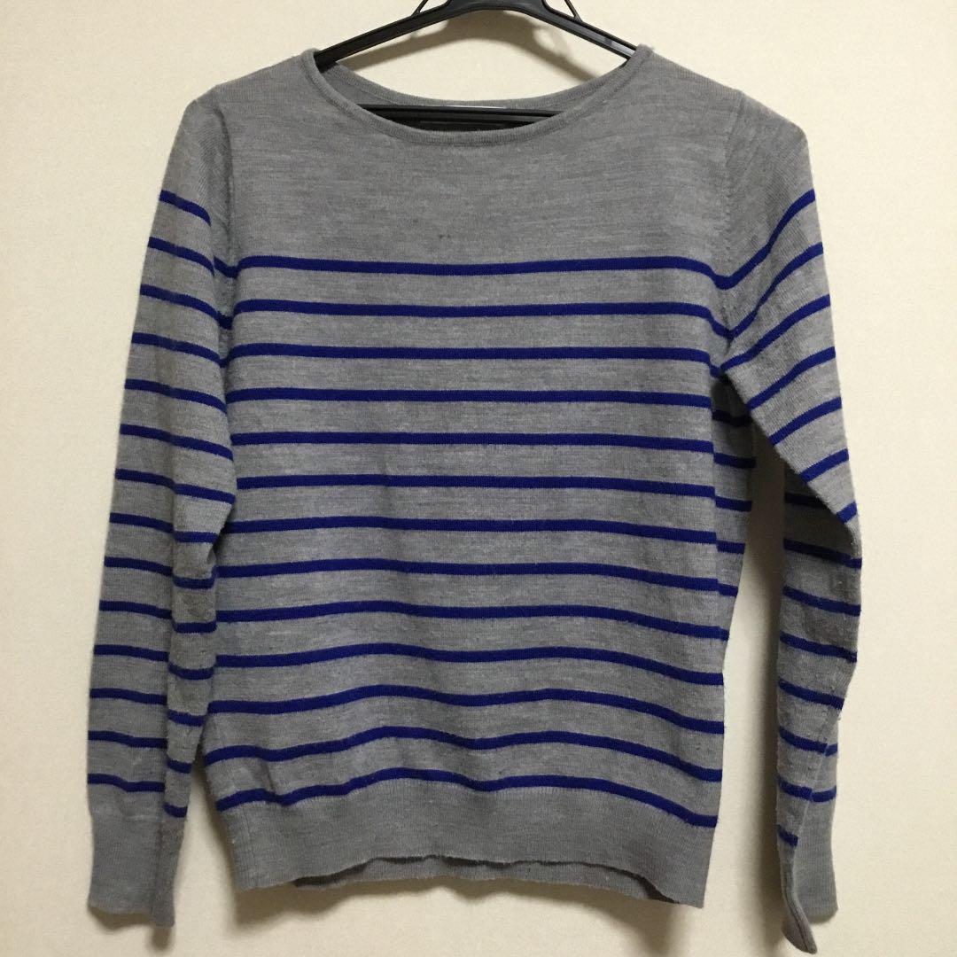 moussy??グレー×ブルーのボーダーニット　セーター　トップス