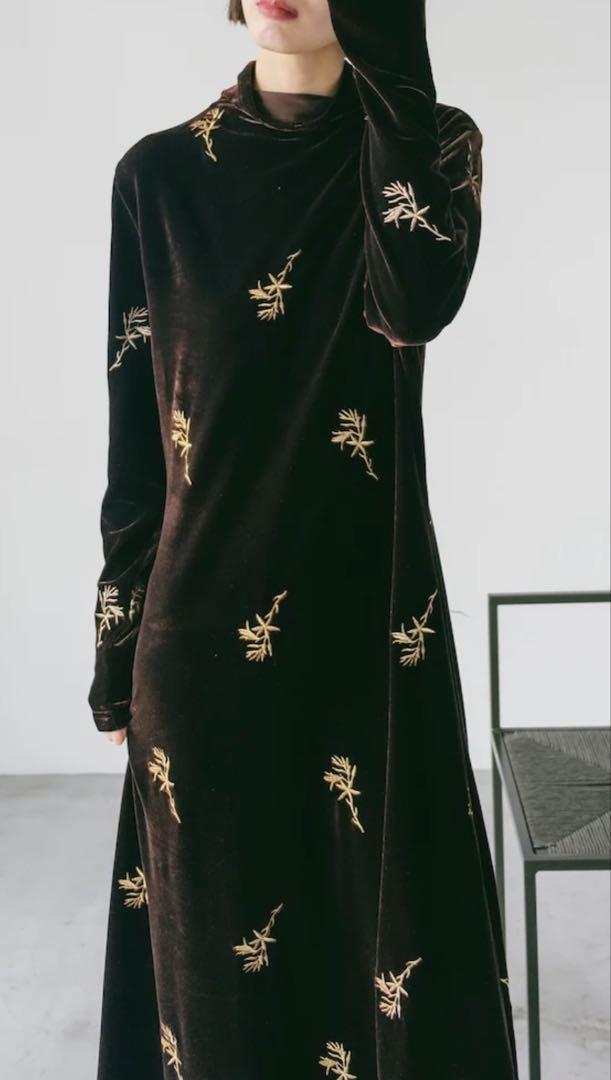 【美品】sahara 2way Velvet Embroidery Dress