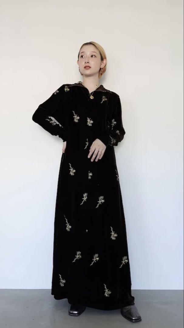 【美品】sahara 2way Velvet Embroidery Dress