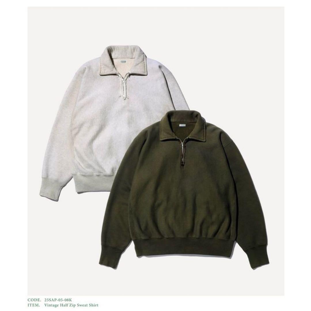 トップス a.presse vintage half sip sweat shirt