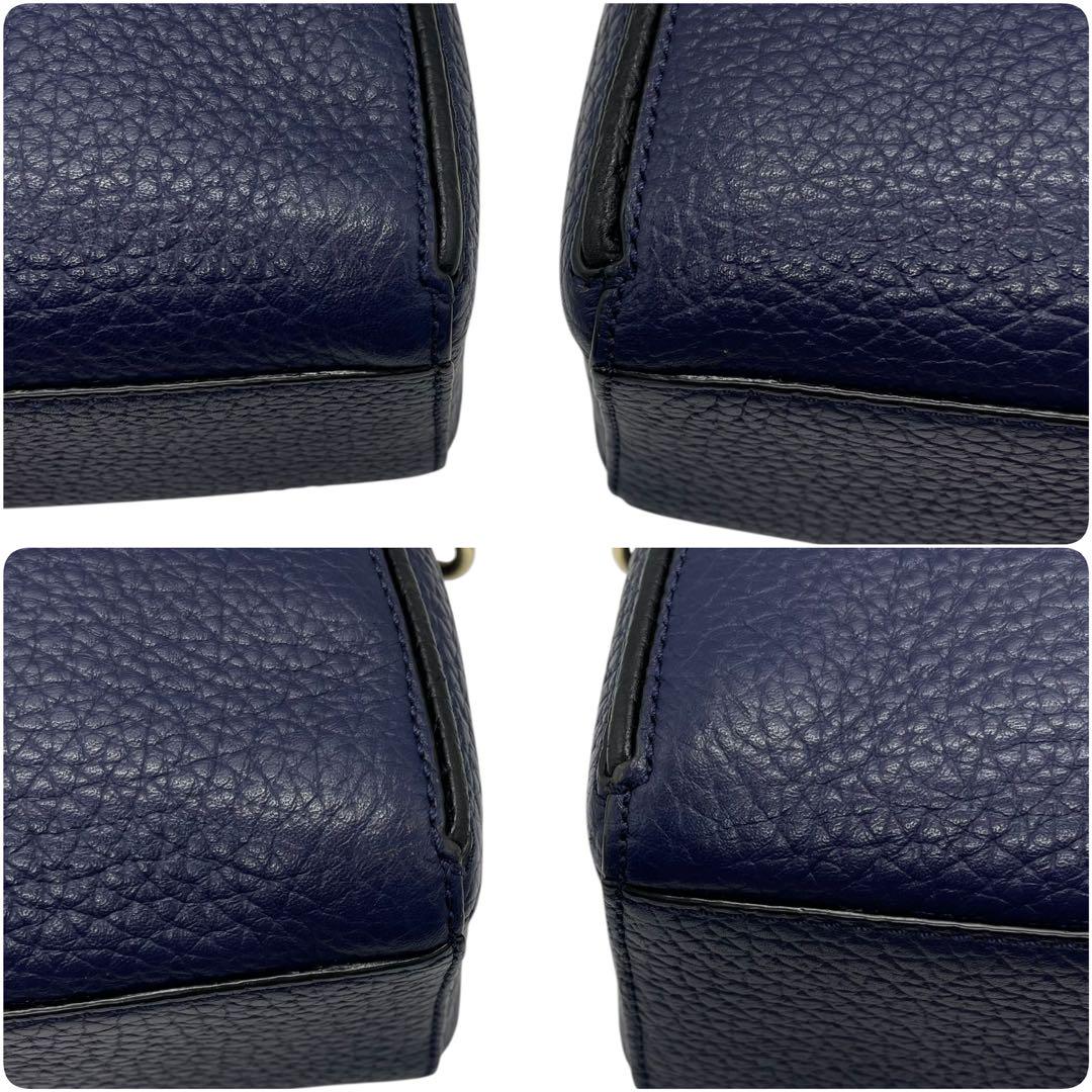 極美品　ケイトスペード　2way ショルダーバッグ　ハンド　レザー　シボ　紺色 極美品 ケイトスペード 2way ショルダーバッグ ハンド レザー