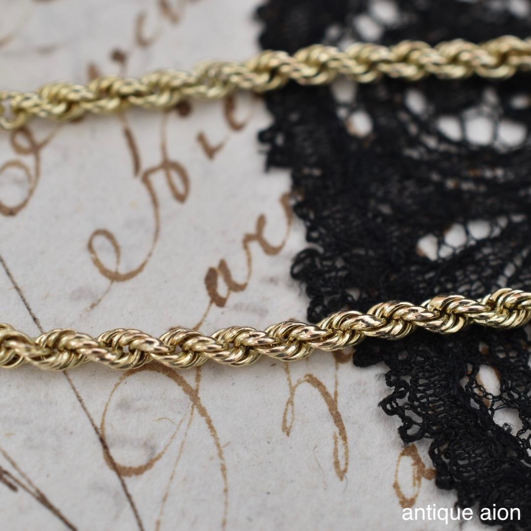 英国アンティーク 1900年前後 15ctゴールド ロープチェーン 36cm 英国アンティーク 1900年前後 15ctゴールド ロープチェーン 36cm