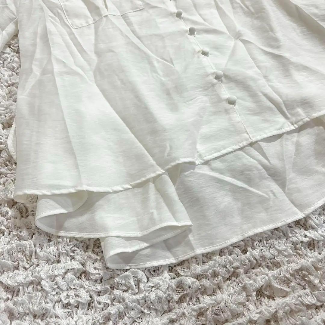 新品　シェリエ sheller シアー シャツ ブラウス　ホワイト　 長袖
