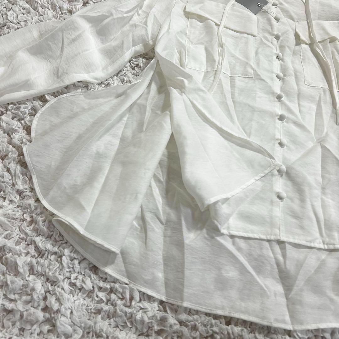 新品　シェリエ sheller シアー シャツ ブラウス　ホワイト　 長袖