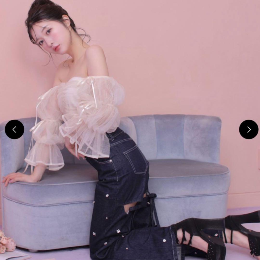 M me eme／Candy sleeve tulle tops (eme10343) | All Item | Mmeeme